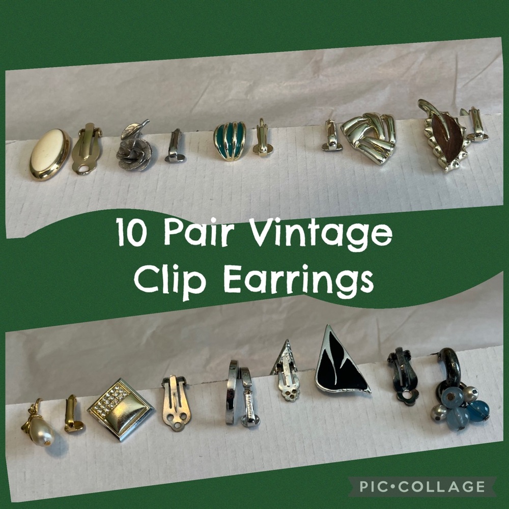 10 Pair Vintage Clip On Earrings - Various Styles